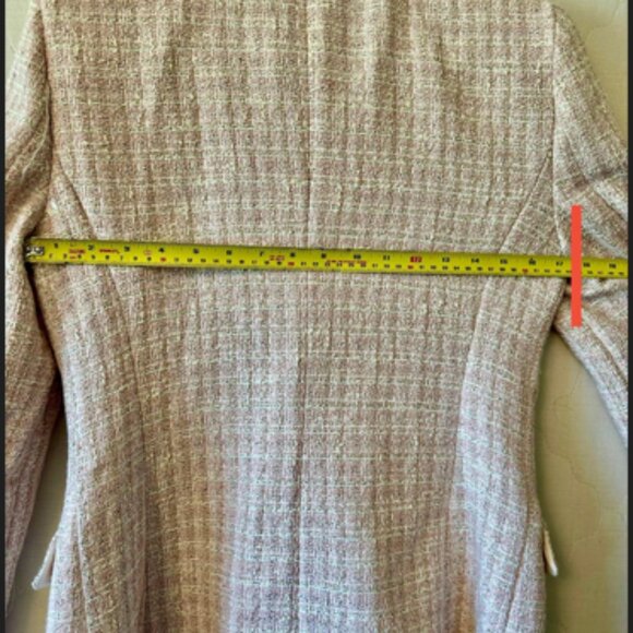 Zara Textured Tweed Double Breasted Blazer Light Pink Silver Tweed. M. NWT - Picture 9 of 10